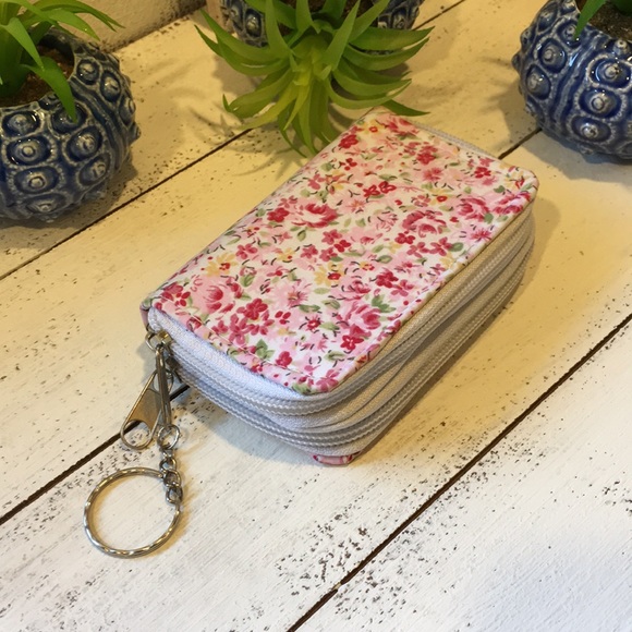 Pink Flower Coin Purse Key Chain - Picture 4 of 6